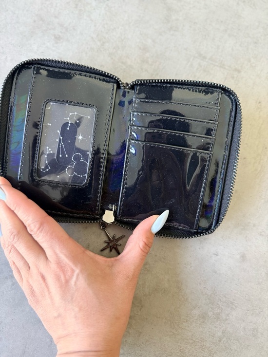 Loungefly Black Sequin Bow Zip Wallet - Picture 2 of 4